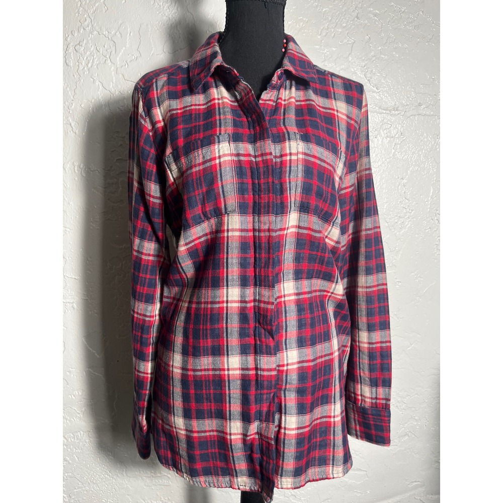 Splendid Women's Small Plaid Patchwork Button Down Shirt 100% Cotton